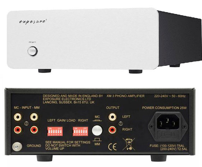 Exposure XM3 phono stage showing front and rear connections