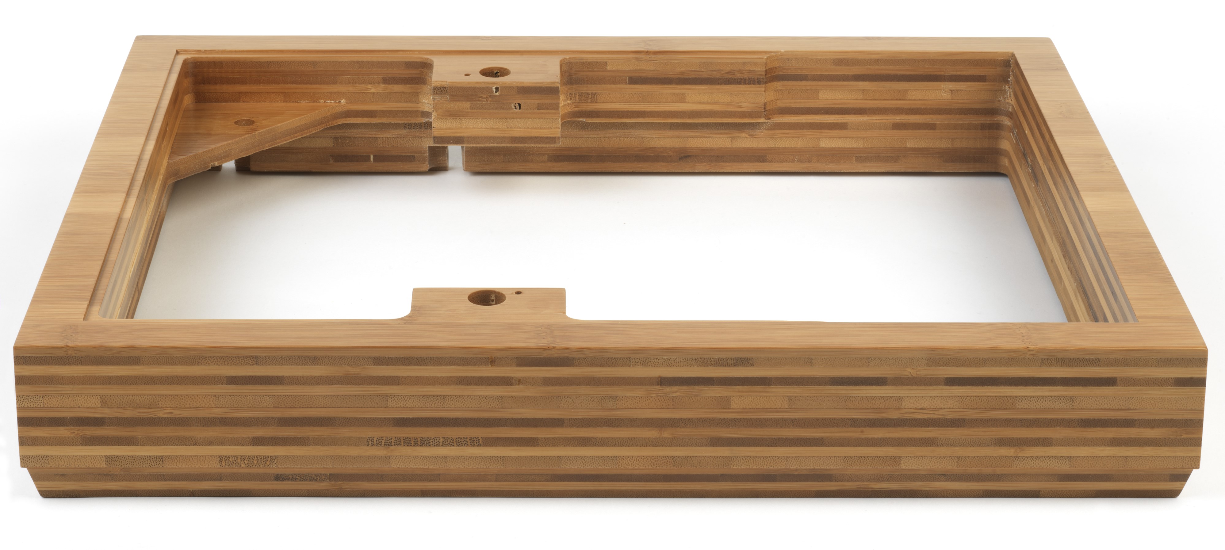 Booplinth bamboo LP12 plinth detail in natural bamboo finish
